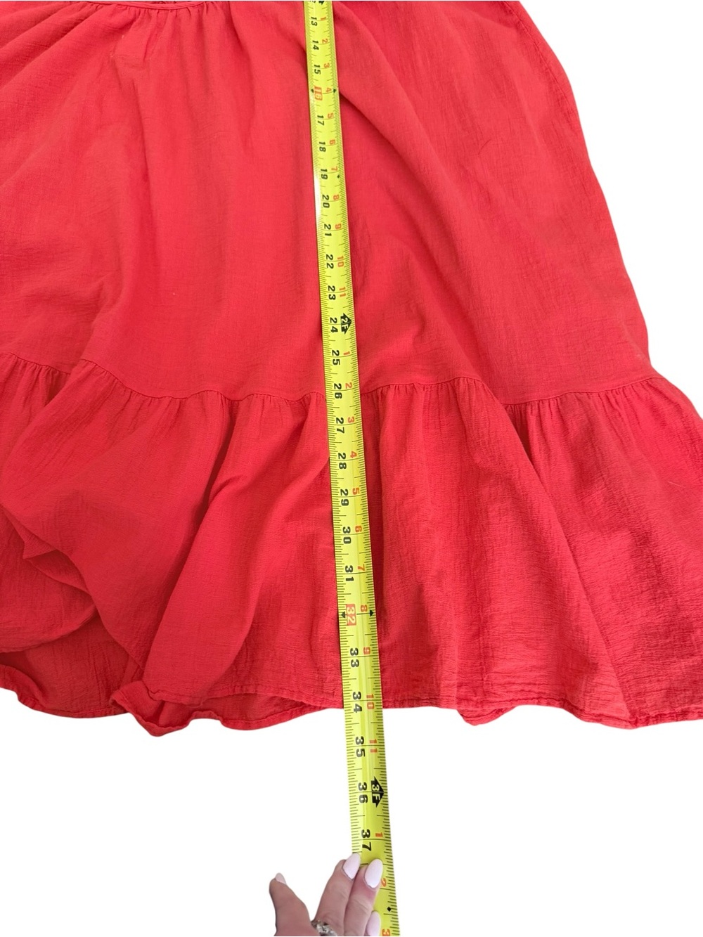 9seed Coral Red Cotton Ruffle Dress Size S Boho Swing Style Swim Cover Up Summer - Picture 5 of 6